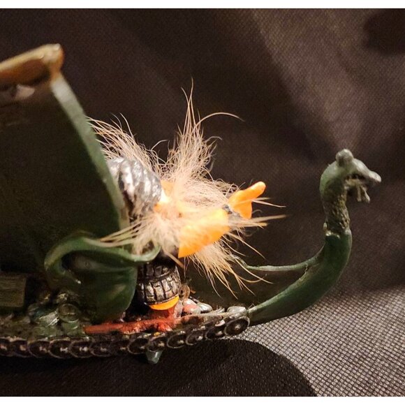 Viking-Themed Collectible Figurine With Dragon Longboat & Furry Viking Warrior - Picture 9 of 14
